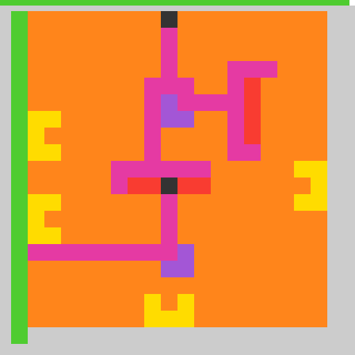 Actual retained sp80 frame showing a pink flight trail dividing around a piece